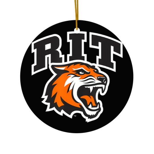 Discover rochester institute of technology rit tiger stacked logo Ceramic Ornaments