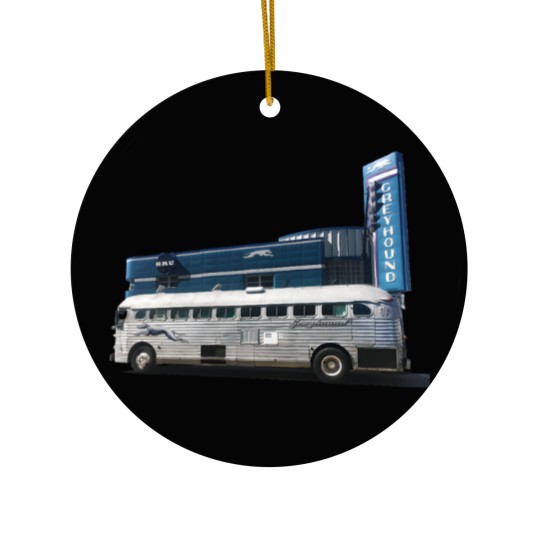 Discover Greyhound Bus in Front of Station Ceramic Ornaments