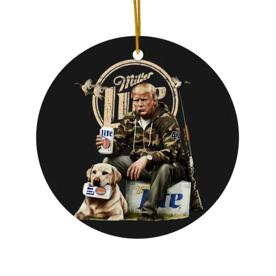 Discover trump hunting miller lite beer Ceramic Ornaments