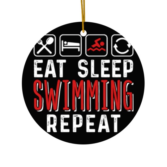 Discover Eat Sleep Swimming Repeat Ceramic Ornaments