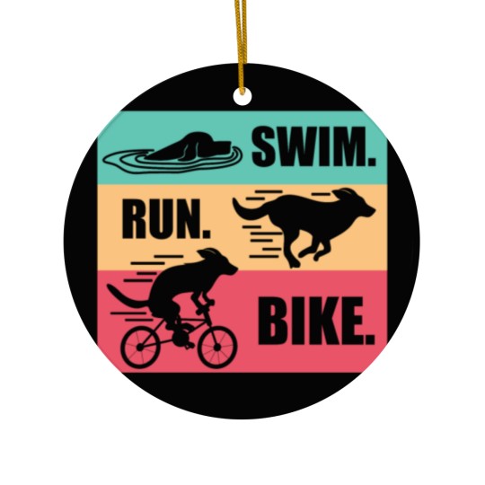 Discover Dog Swim Run Bike Ceramic Ornaments