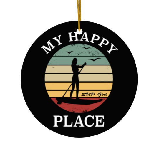 Discover Stand Up Paddle - SUP Girl - My Happy Place Sunset Ceramic Ornaments