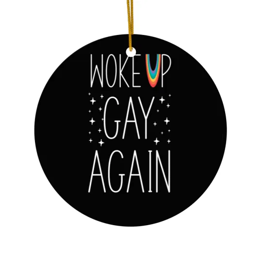 Discover LGBT Pride Rainbow Woke Up Gay Again Stars Ceramic Ornaments