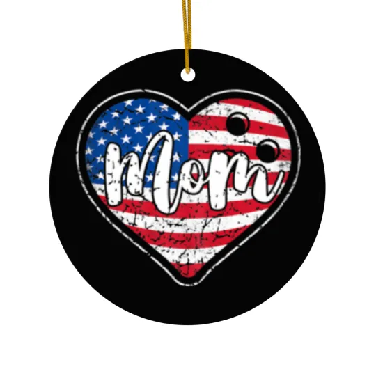 Discover Womens Distressed American Flag Heart Bowling Ceramic Ornaments