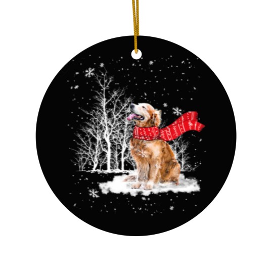 Discover Golden Retriever Is Watching The Snow Falls Christ Ceramic Ornaments