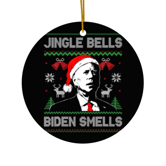 Discover Santa Biden Jingle Bells Biden Smells Ugly Christm Ceramic Ornaments