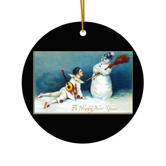 Discover Vintage New Year's Day Boy And Snow Ceramic Ornaments