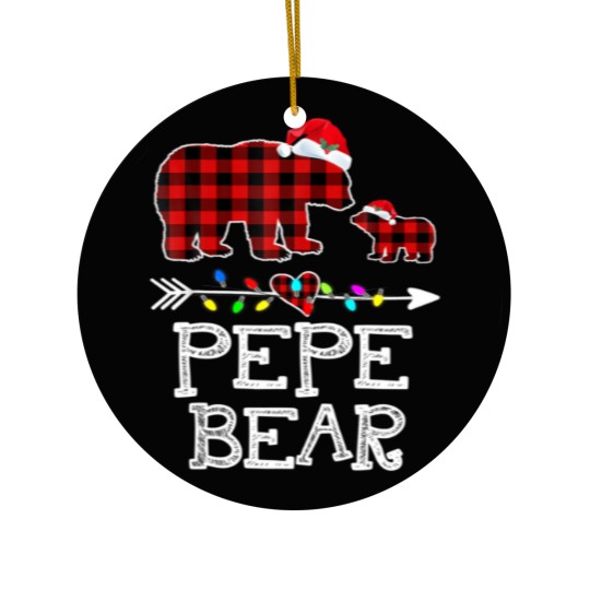 Discover Red Plaid Pepe Bear Ceramic Ornaments