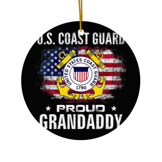 Discover U.S Coast Guard Proud Grandaddy With American Flag Ceramic Ornaments