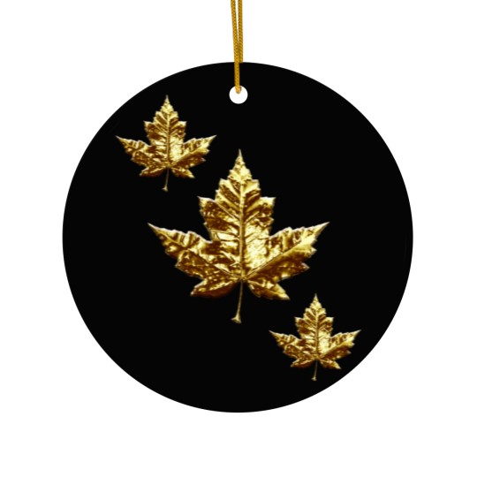 Discover Cool Canada  Gold Maple Leaf Ceramic Ornaments