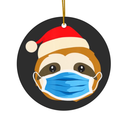 Discover Sloth Wearing Face Mask Pajamas Christmas Gifts Ceramic Ornaments