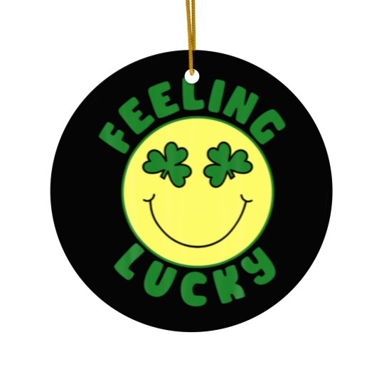 Discover St Patrick's Day I Feel Lucky Leopard Clover Graph Ceramic Ornaments