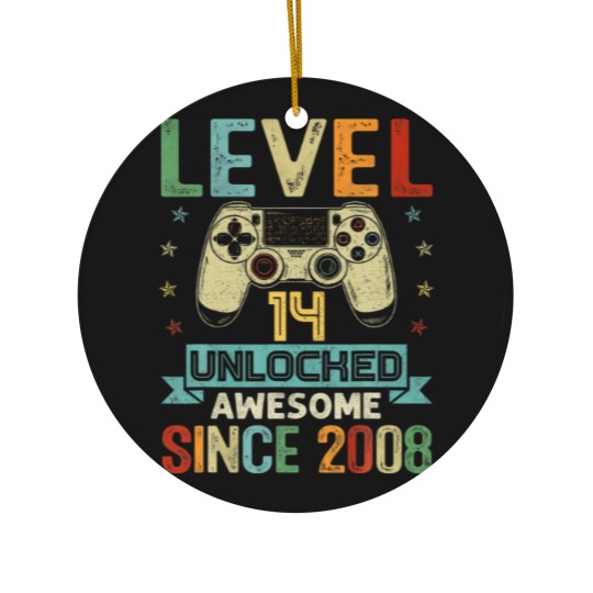 Discover Level 14 Unlocked Awesome Since 2008 Video Game 14 Ceramic Ornaments