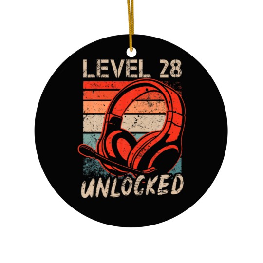 Discover Level 28 Unlocked Video Gamer Lovers 28Th Birthday Ceramic Ornaments