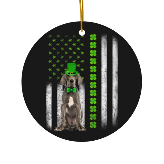 Discover Dane Saint Patrick's Day American Flag Dogs Lover Ceramic Ornaments