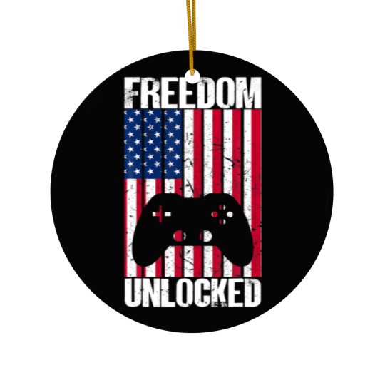 Discover Gamer 4Th Of July Freedom Unlocked Video Games Ceramic Ornaments
