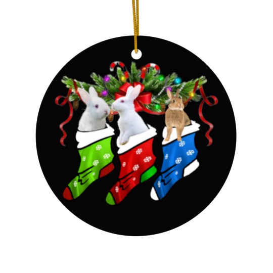 Discover Funny Three Rabbit In Sock Christmas Rabbit Gift Sleeveless Ceramic Ornaments