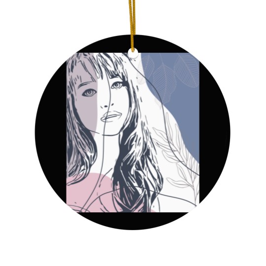 Discover Portrait sketch, tropical plants colorful shapes Ceramic Ornaments