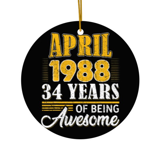 Discover 34Th Birthday Gifts 34 Year Old Awesome Since Apri Ceramic Ornaments