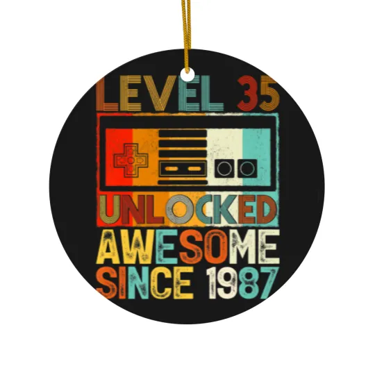 Discover Level 35 Unlocked Awesome Since 1987 35Th Birthday Ceramic Ornaments