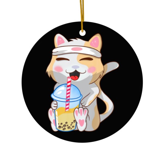 Discover Cute Cat ,Funny, Boba Bubble Tea, Anime, Japanese Ceramic Ornaments