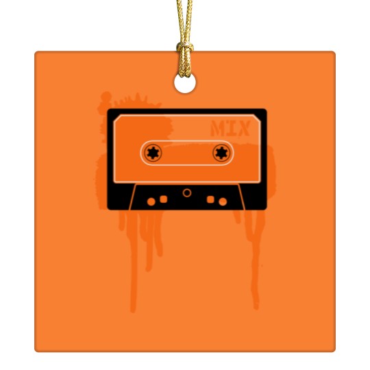 Discover Orange vintage cassette tape Ceramic Ornaments