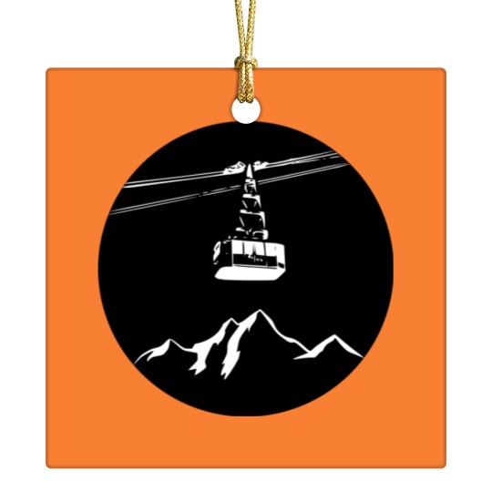 Discover Mountain with gondola white Ceramic Ornaments