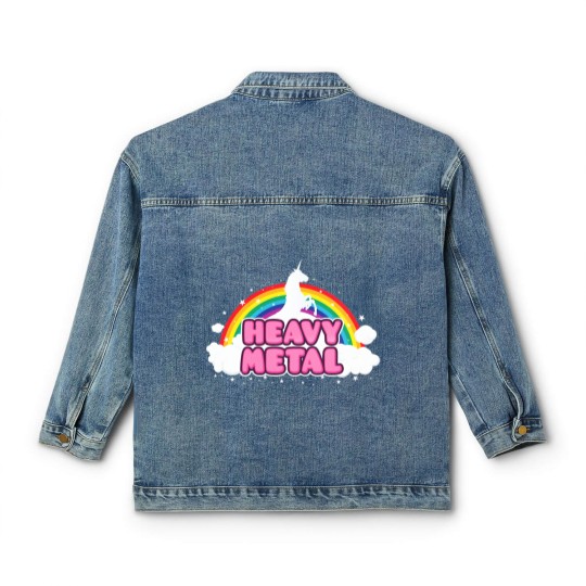 Discover HEAVY METAL! (Funny Unicorn / Rainbow Mosh Parody Classic Women's Denim Jackets