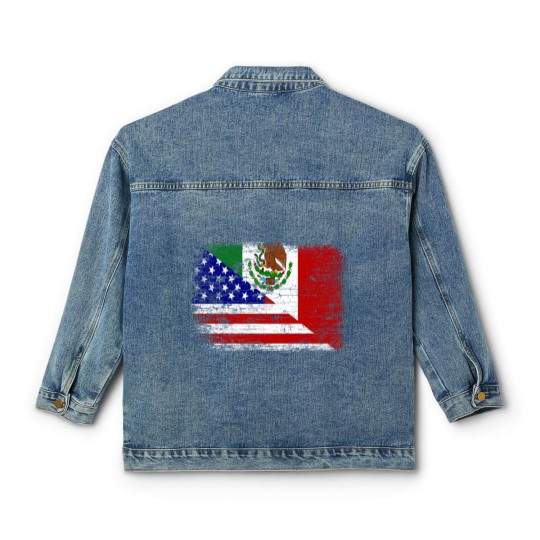 Discover Vintage Mexican American Flag Classic Women's Denim Jackets