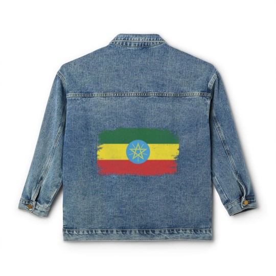 Discover Distressed Ethiopia Flag Design Classic Women's Denim Jackets