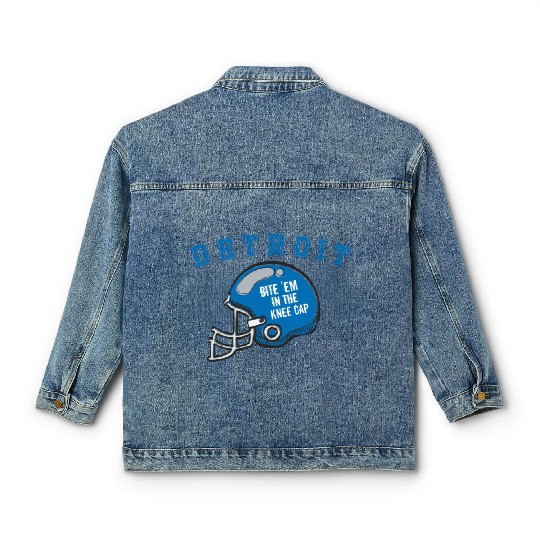 Discover Detroit Michigan Michigander Sunday Lion Kneecap Bite Fans Classic Women's Denim Jackets