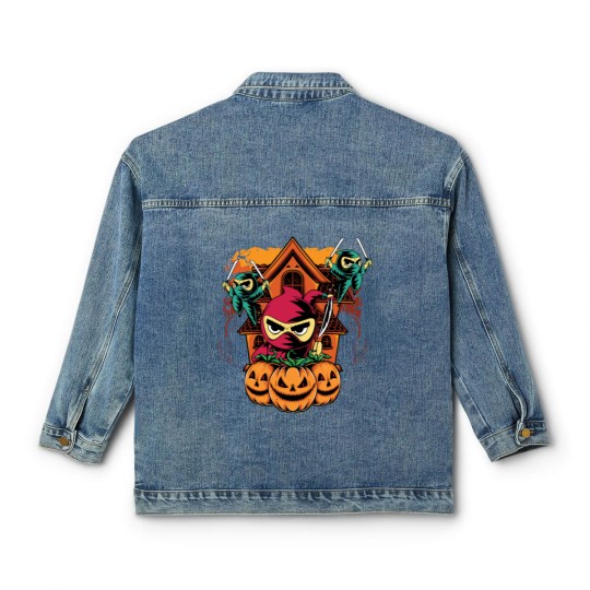 Discover Halloween Ninja Costume Pumpkin Cute Ninja Kids Classic Women's Denim Jackets