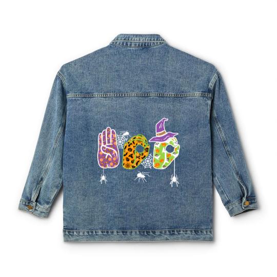 Discover Boo American Sign Language Pride ASL Halloween Classic Women's Denim Jackets