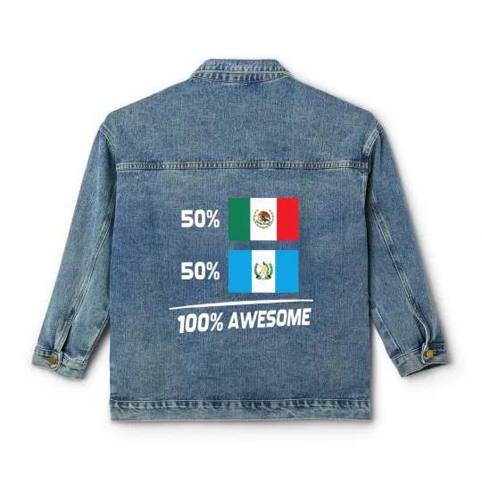 Discover Half Mexican Half Guatemalan Pride Mexico Guatemala Flag Classic Women's Denim Jackets