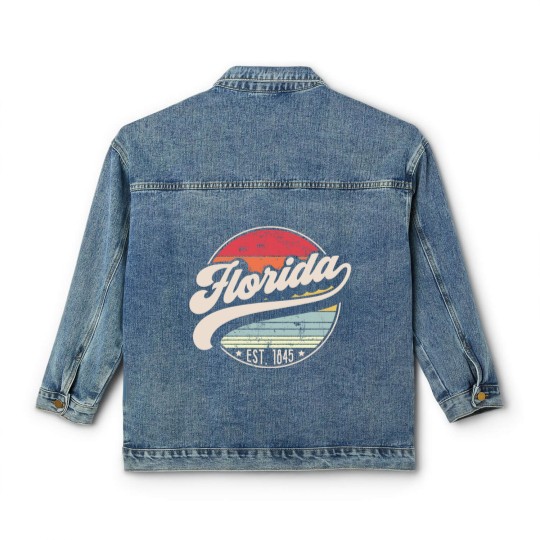 Discover Retro Florida Home State FL Cool 70s Style Sunset Classic Women's Denim Jackets