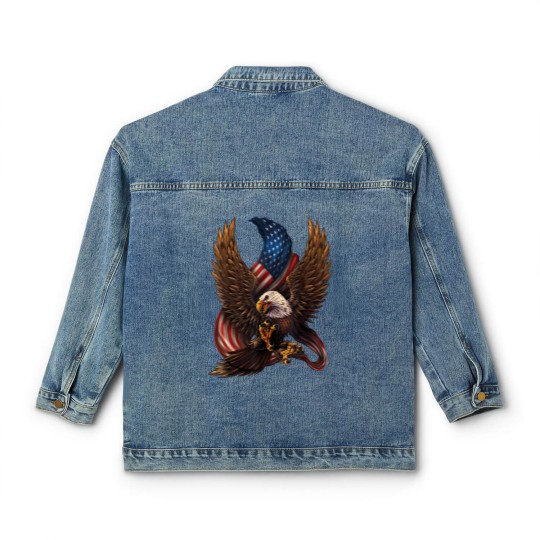 Discover Patriotic American Design With Eagle And Flag Classic Women's Denim Jackets
