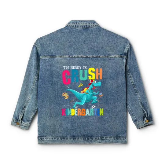 Discover I'm Ready To Crush Kindergarten Dinosaur Back To School Classic Women's Denim Jackets
