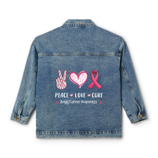 Discover Peace Love Cure Breast Cancer Awareness Classic Women's Denim Jackets