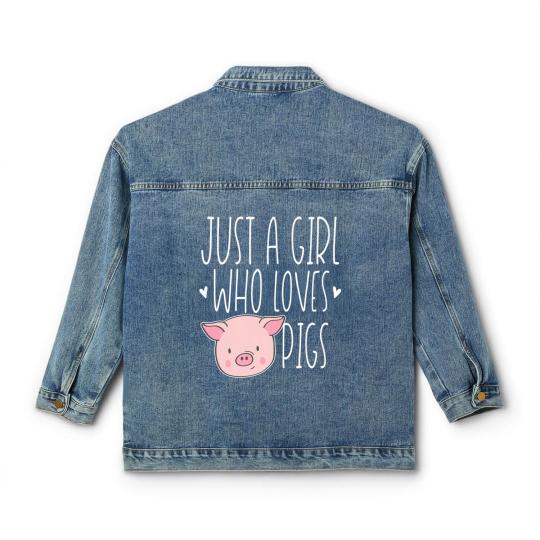 Discover Cute Just Girl Who Loves Pigs Funny Farm Animal Classic Women's Denim Jackets