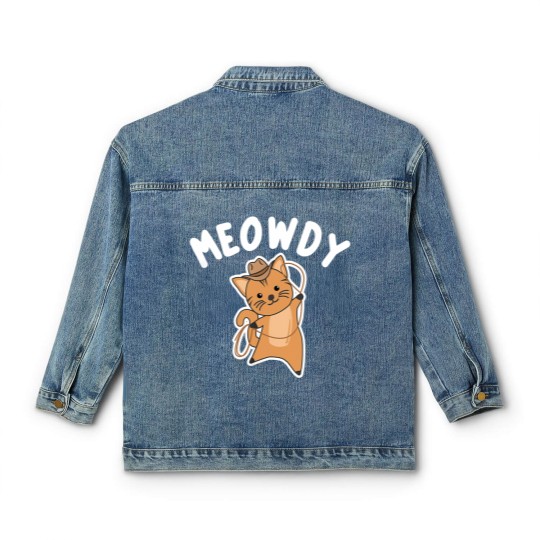 Discover Cowboy Cat Classic Women's Denim Jackets Meowdy Howdy Cat Cowboy With Lasso Cute Cats