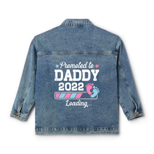 Discover Promoted To Daddy Funny Family With Cute Footprint Classic Women's Denim Jackets