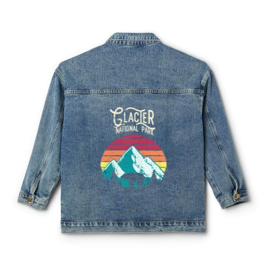 Discover Vintage Glacier National Park Mountain Bear Sweat Classic Women's Denim Jackets
