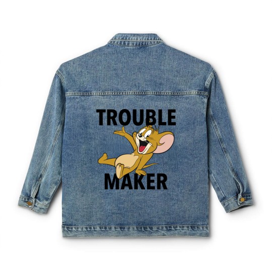 Discover Tom And Jerry Classic Women's Denim Jackets Trouble Maker Portrait