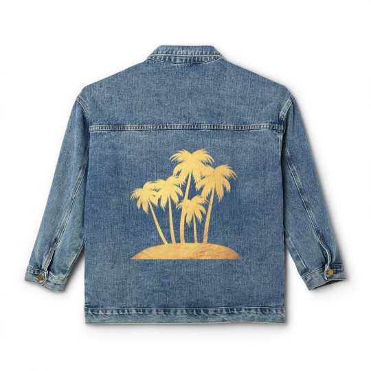 Discover Palm Gold Beach Vacation Island Luxury Summer Sun Classic Women's Denim Jackets