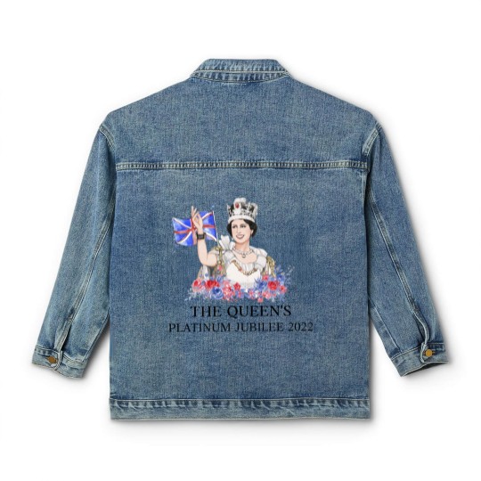 Discover Queen Elizabeth II Platinum Jubilee 1952-2022 CELIBRATION Classic Women's Denim Jackets  Union Jack Classic Women's Denim Jackets The Queen's Crown Royal Classic Women's Denim Jackets