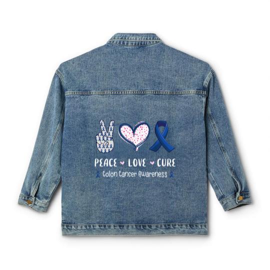Discover Love Colon Classic Women's Denim Jackets Peace Love cure Colon cancer awareness
