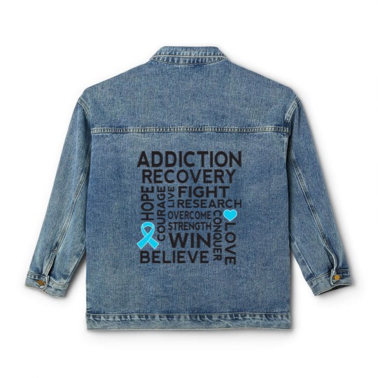 Discover Addiction Recovery Awareness Ribbon - Addiction Recovery Awareness - Classic Women's Denim Jackets