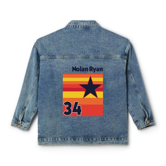 Discover Retro Nolan Ryan Uniform Tribute - Baseball Lover - Classic Women's Denim Jackets