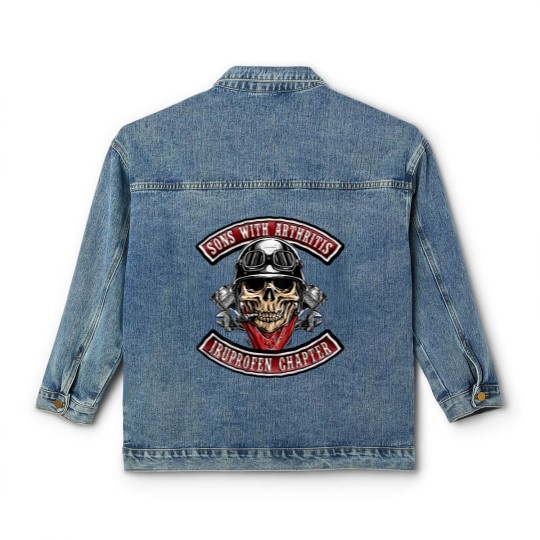 Discover Sons With Arthritis Ibuprofen Chapter Funny Biker Skull Classic Women's Denim Jackets