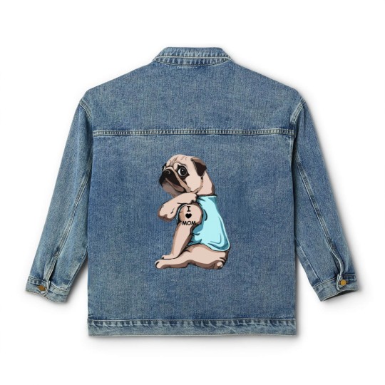 Discover Pug Dog I Love Mom Classic Women's Denim Jackets